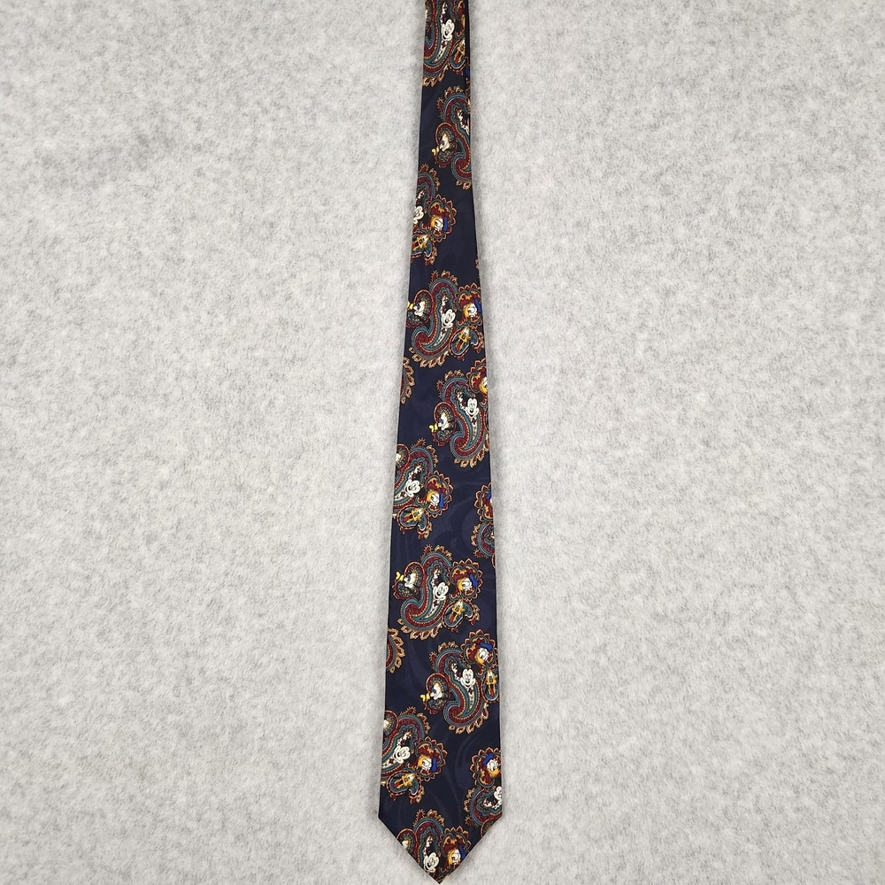 Vintage Disney Mickey Unlimited Tie Mens Paisley Cartoon Characters Made USA 90s
